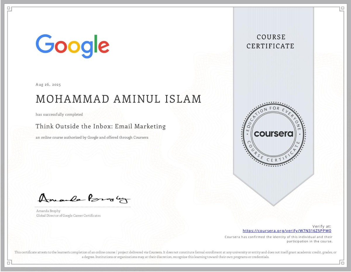 Google Digital Marketing & E-commerce Certificate Think Outside the Inbox: Email Marketing